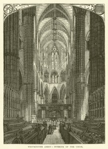 Westminster Abbey, interiör av kören (gravyr) av English School