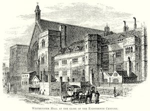 Westminster Hall i slutet av artonhundratalet (gravyr) av English School
