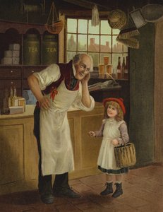 "Vad sa du, lilla vän" (chromolitho) av English School