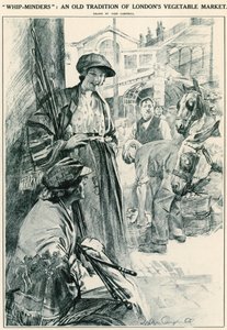 Whip-minders: en gammal tradition av Londons grönsaksmarknad; Covent Garden, London av English School