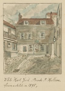 White Hard Yard, Brooke Street, Holborn, London, från en skiss 1895 (wc på papper) av English School