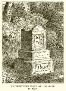 Whittingtons Stone vid Highgate 1857 av English School
