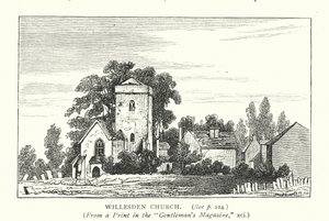 Willesdens kyrka (gravyr) av English School