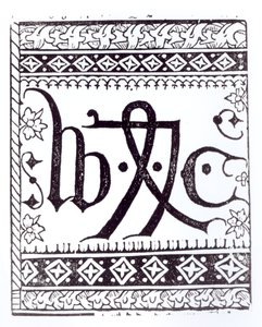 William Caxtons (c.1422 - c.91) Tryckmärke, illustration från vetenskap och litteratur under medeltiden och renässansen, skriven och graverad av Paul Lacroix, 1878 av English School
