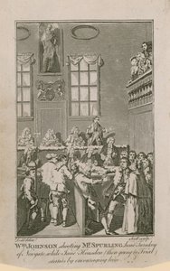 William Johnson skjuter Mr Spurling, huvud nyckelfärdig i Newgate, medan Jane Housden (som då går till rättegång) står fast vid att uppmuntra honom av English School