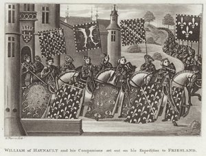 Wilhelm von Hainaut und seine Gefährten brechen zu seiner Expedition nach Friesland auf