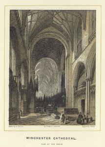 Winchester Cathedral, utsikt över kören av English School