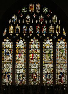 Window Ew föreställande Somerset-glas från ca 1450 i östfönstret med tio fina helgonfigurer av English School