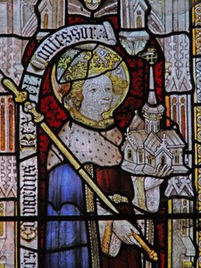 Window Ew föreställande St Ethelbert (felmärkt som Edward the Confessor på 1800-talet!) av English School