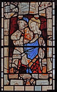 Window Ew föreställande St Mary Salome, Zebedeus med spädbarnet St John av English School
