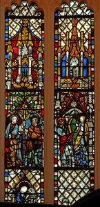 Window Ew föreställande St Peter och St Paul; tillkännagivandet av English School