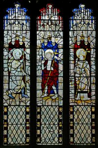 Fönster N5 som visar den tvivlande St Thomas: med den uppståndne Kristus, och St Thomas Becket? av English School