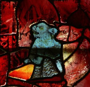 Fönster som visar två djävlar av English School