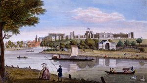 Windsor Castle från andra sidan Themsen, ca 1760-talet (handfärgad gravyr) av English School