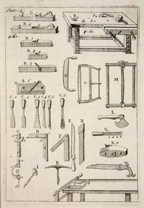 Träbearbetningsverktyg, pub. 1683 gravyr. av English School