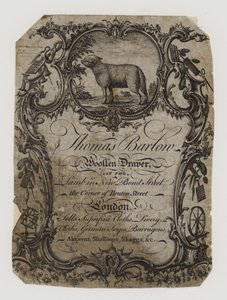 Ylledraperier, Thomas Barton, handelskort av English School