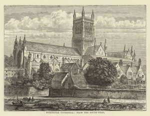 Worcester Cathedral, från sydväst av English School