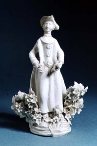Worcesterfigur av en idrottsmans följeslagare, omålad, sent 1700-tal (porslin) av English School