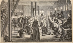 Arbetsrum, på det tysta systemet, på House of Correction, Tothill Fields, illustration från The Criminal Prisons of London och scener från Prison Life av Henry Mayhew och John Binny, pub. 1862 (eng av English School