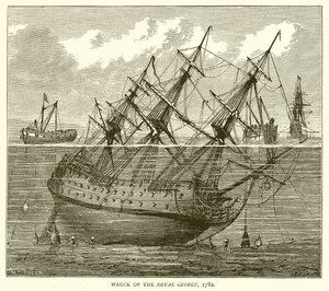 Vraket av Royal George, 1782 av English School