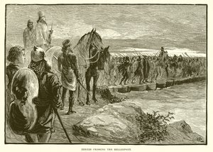 Xerxes korsar Hellespont av English School