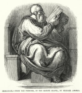 Zechariah, från freskerna, i Sixtinska kapellet, av Michael Angelo (gravyr) av English School