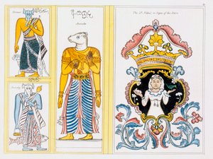 Zodiaksymboler, från Buddhismens historia och lära av Edward Upham, 1829 av English School