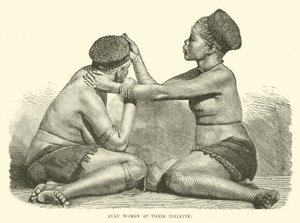 Zulu kvinnor vid deras toalett av English School