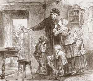 Zwingle avgår för att gå med i armén, illustration från The History of Protestantism av James Aitken Wylie (1808-1890), pub. 1878 av English School