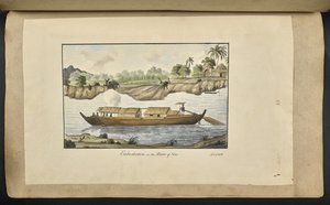 f.77 (skylt 88) En båt på floden Solo (Surakarta, centrala Java). 4 februari 1817. På framsidan inskrivet med bläck: 
