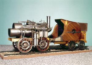 Modell i skala 1:10 av det första loket byggt av Marc Seguin (1786-1875) för St. Etienne-Lyon Railway (trä & metall)