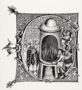 Historikert initial C från Divinorum Officiorum av William Durand, illustration från vetenskap och litteratur under medeltiden och renässansen, skriven och graverad av Paul Lacroix, 1878 ( av English School English School