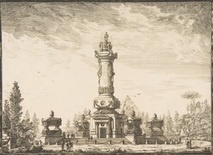 Förhöjning i perspektiv av en begravningspelare avsedd för begravningen..., 1746-50.