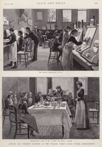 Konstnärlig och inhemsk träning vid William Street Board School, Hammersmith, London (litho)