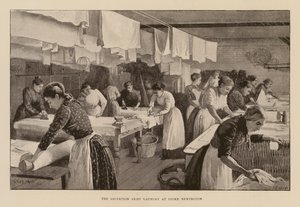 Frälsningsarméns tvättstuga i Stoke Newington (gravyr) av Enoch Ward