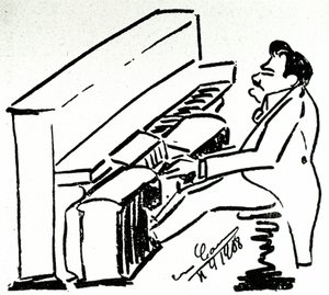 Autokarikatyr av den lyriske sångaren Enrico Caruso i pianolan av Enrico Caruso