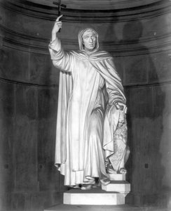 Monument till Girolamo Savonarola (1452-98) (marmor) (s/v foto) av Enrico Pazzi