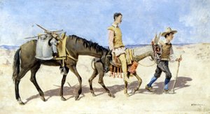 Don Quijote och Sancho Pança. Målning av Atalaya. sent 1800-tal. av Enrique Atalaya