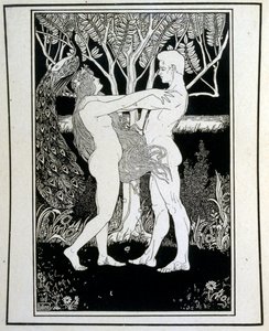 Adam och Eva (oskuld), från boken Juda illustrerad av Ephraim Moses Lilien (1874-1925). Lilian anses vara fadern till den sionistiska ikonografin, skapad i Jugendstil (tysk art nouveau) stil. Han illustrerade 