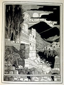 Ruinerna av Sodom, från boken Juda illustrerad av Ephraim Moses Lilien (1874-1925). Lilian anses vara fadern till den sionistiska ikonografin, skapad i Jugendstil (tysk art nouveau) stil. Han illustrerade 