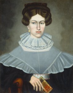 Kvinna som håller en bok, ca. 1835.