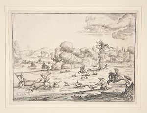 Hunting Scene: Near the Kill (efter design av Jacques Callot 1592-1635) av Ercole Bazzicaluva