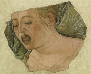 Huvud av Maria Magdalena som gråter, från korsfästelsen