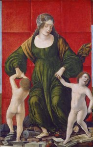 Hustru till Hasdrubal och hennes barn, ca 1490-3 (tempera på poppelpanel) av Ercole de Roberti