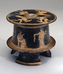 Red-figure pyxis, Attic, c.430 BC (earthenware) av Eretria Painter Eretria Painter