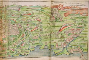 Karta över staden Jerusalem, från "Pilgrimsfärd i det heliga landet" av Bernhard von Breydenbach (1440-97)