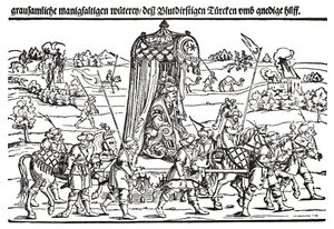 Fragment av en bredsida om den turkiska invasionen av Ungern av Erhard Schon