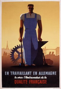 Fransk propagandaaffisch för STO (tvångsarbetsorganisation som inrättades 1943 under den tyska ockupationen av Frankrike) av Eric Castel