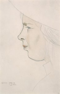 Porträtt av konstnärens syster Gladys Laughton, 8 augusti 1909 (penna och färgad tvätt)