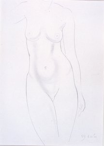 Torso (penna på papper klistrad på kort) av Eric Gill